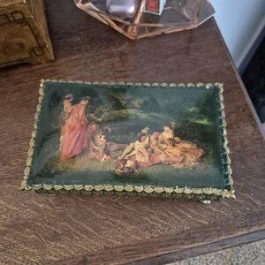 Rare Antique Brass Box with Rococo Scene After "Antoine Watteau" Collectible-